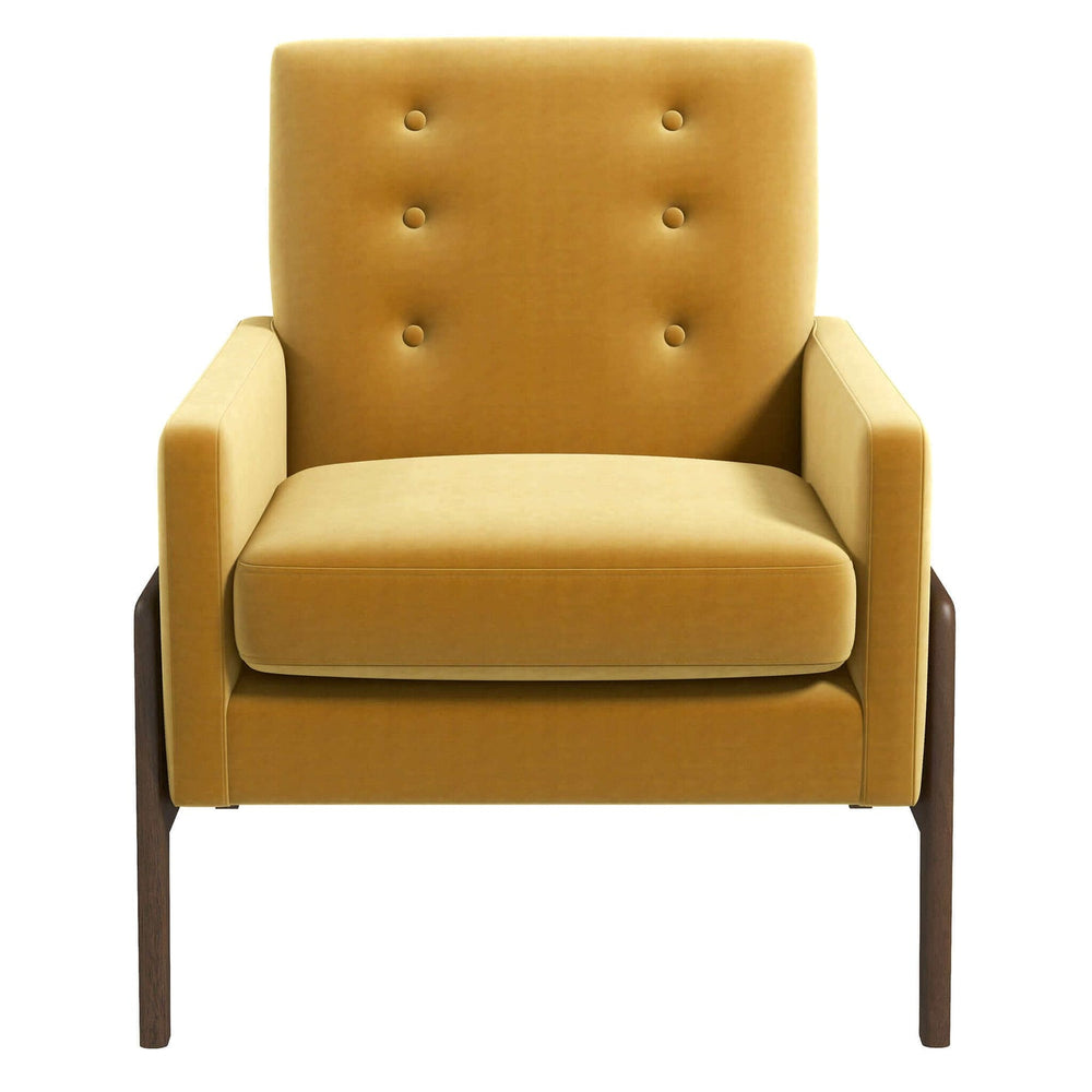 English Elm Ashcroft Furniture - Cole Velvet Mid-Century Lounge Chair in Yellow — Solid Wood Frame, High-Density Foam Comfort, Durable Elegance B183P201610