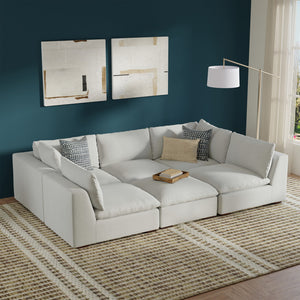 English Elm Jasmine Cloud Grey Pit Sectional Sofa U-Shaped 124" Modular Sofa Bed, Performance Fabric, 1800lb Capacity B136P199251