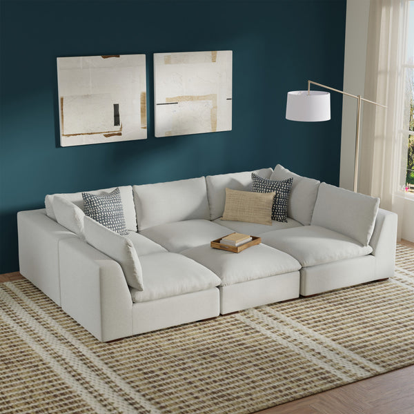 English Elm Jasmine Cloud Grey Pit Sectional Sofa U-Shaped 124" Modular Sofa Bed, Performance Fabric, 1800lb Capacity B136P199251