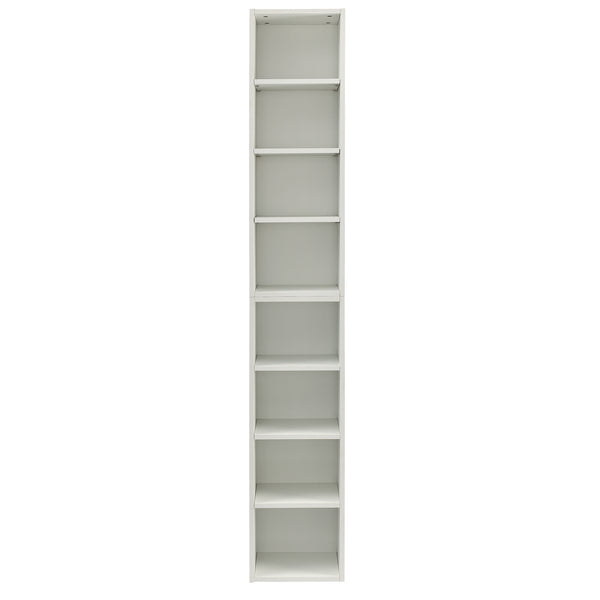 English Elm 8-Tier Media Tower Rack with Adjustable Shelves, Slim Tall Narrow Storage Cabinet for Home Office Organization White W487P318936