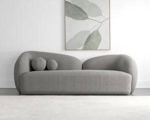 Sunpan Esme Sofa - Luxurious Boucle Design With Cozy Curves And Spherical Cushions For Ultimate Comfort Grey Fabric 111927