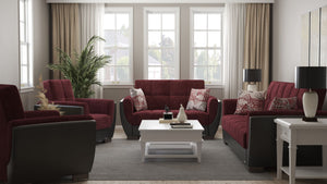 English Elm PrimeNest NimbusFlow Collection Upholstered Convertible Loveseat with Storage, Sleeper, Chenille Comfort Black PU,Burgundy B030P281738