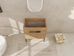 English Elm 30 30 Inch Freestanding Bathroom Vanity Cabinet Dual-Install Wall or Floor, Soft-Close Doors, Metal Handles, Adjustable Shelf, Feet Included W999104320