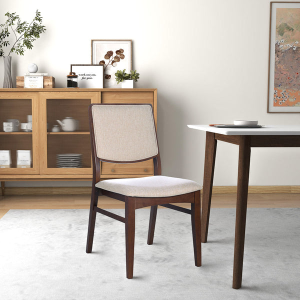 English Elm Ashcroft Furniture - Skylar Beige Linen Blend Dining Chairs Set of 2 - Padded Upholstery, Kiln-Dried Solid Wood Frame, Minimal Assembly, Durable Fire-Resistant Fill (37" L x 11" W x 18.5" H) B183P255325