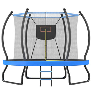 English Elm 10ft Steel Backyard Trampoline with Basketball Hoop Safety Net Padded Poles Ladder N739P307895C