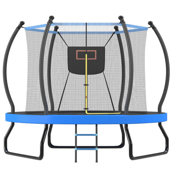 English Elm 10ft Steel Backyard Trampoline with Basketball Hoop Safety Net Padded Poles Ladder N739P307895C