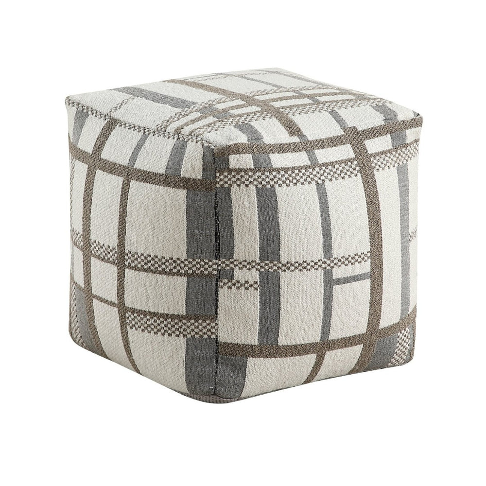 English Elm Square Pouf - Multi-Color Jacquard Ottoman For Versatile Seating, Non-Slip Design, Modern Accent Piece B011P251651-GIGA
