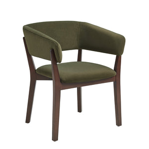 English Elm Blake Solid Beech Frame Faux Mohair Armchair with Sculptural Wraparound Backrest, Commercial Grade Comfort Green B365P397763