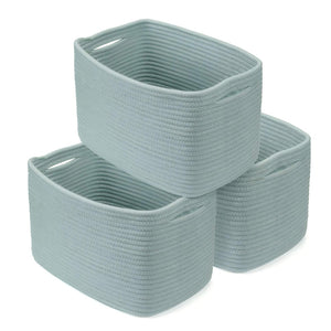 English Elm Cotton Rope Woven Storage Baskets Handcrafted Set for Farmhouse and Modern Homes Green W2181P475142