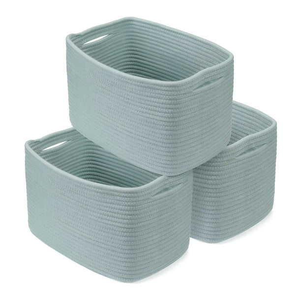 English Elm Cotton Rope Woven Storage Baskets Handcrafted Set for Farmhouse and Modern Homes Green W2181P475142