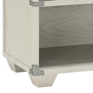 English Elm Orchest Gray Finish Nightstand with Smooth Ball-Bearing Drawer, Industrial Metal Braces, Modern Knobs B2726P263390