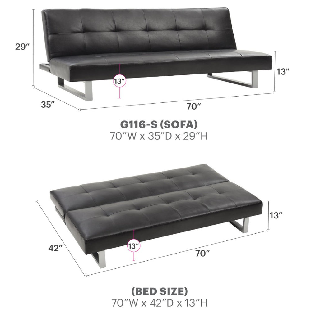 English Elm Chroma Faux Leather Convertible Sleeper Sofa with Metal Legs for Studio Living B078107965
