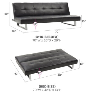 English Elm Chroma Faux Leather Convertible Sleeper Sofa with Metal Legs for Studio Living B078107965