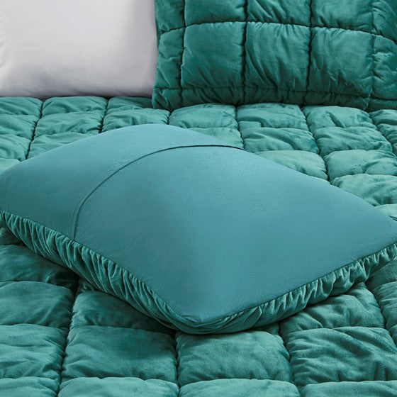 English Elm King Plush Velvet Comforter Set King Size with Down Alternative Fill, Box Quilting, Luxurious Softness Teal 22.05 L x 19.68 W x 16.93 H B035P203242