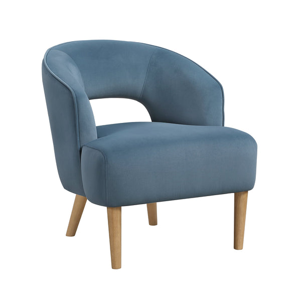 English Elm Luxury Velvet Barrel Accent Chair with Plush Pocket Coil Seat and Solid Wood Legs, Stylish Comfort Blue 27.5 L x 26.5 W x 22 H B011P308022
