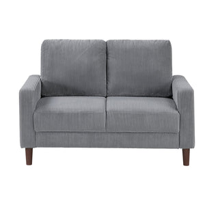 English Elm Modern Track Arm Loveseat with Soft Corduroy Upholstery, Plush Cushions and Faux Wood Legs for Cozy Living Spaces Gray 45.5 L x 26 W x 21.5 H B011P362565
