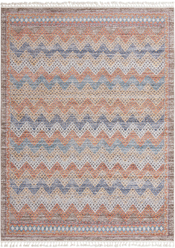 Unique Loom Aramis Stella Machine Made Tribal Rug Multi, Blue/Ivory/Light Brown/Rust Red/Beige 9' 0" x 12' 2"