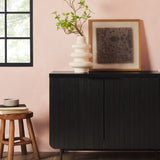 69" Scandinavian 4 Door Sideboard Black REED5DBL2 Walker Edison