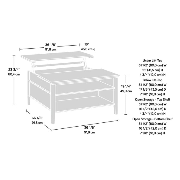 English Elm Lift-Top Coffee Table With Brown Oak Finish – Versatile Storage & Stylish Design For Small Spaces B356P367852