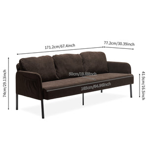 English Elm 3 Seater Polyester Fabric Sofa with High-Resilience Foam Seats, Modern Compact Couch for Small Spaces Brown W1164P239082