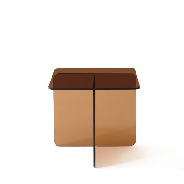 English Elm Tempered Brown Glass Side Table - Elegant, Multi-Purpose Tea Table For Home, Office, Or Events W1718P255033-GIGA