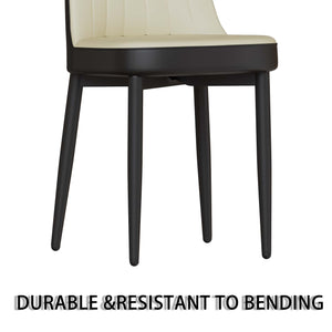 English Elm 63" Medieval Modern Cream Mdf Dining Table & 4 Pu Chairs Set With Black Metal Legs For Home Use W2189S00691