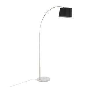 English Elm March Contemporary Floor Lamp - Stylish White Marble Base & Black Linen Shade For Modern Decor B202S01374