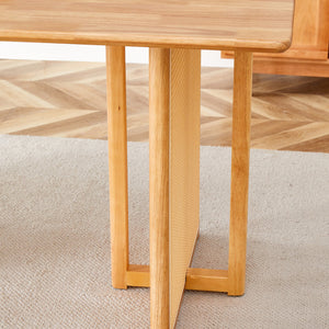 English Elm Chinese country retro solid dining table with imitation rattan legs, solid rubber frame, versatile desk Wood W1151P154592