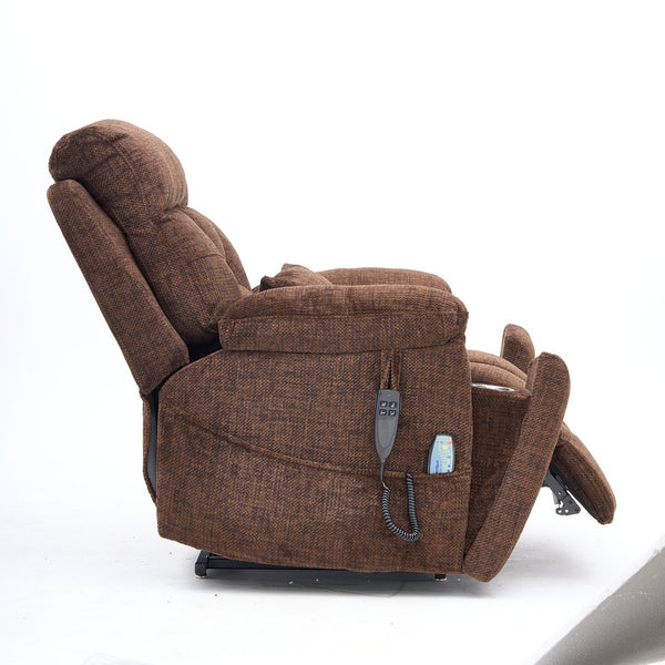 English Elm Old Age Electric Lift Chair With Massage & Heat, 180° Recline, Dual Motors, Cup Holders & Storage W547S00054