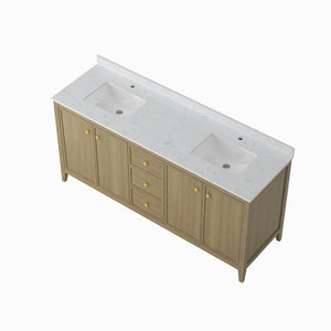 English Elm 24" Freestanding Bathroom Vanity with Countertop Soft Close Storage Melamine Cabinet T3785P442258