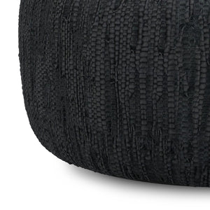 English Elm Fredrik Round Buffalo Leather Pouf Bohemian Footrest or Extra Seat for Living Room B136P427588