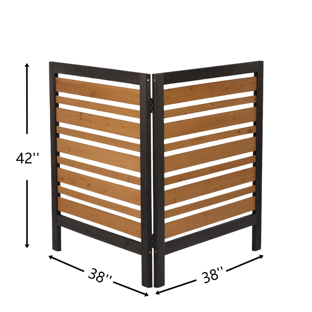 English Elm 2-panel Outdoor Wood Privacy Screen Slatted Fence for Ac Units and Patio Areas W2640P290610