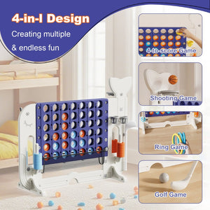 English Elm 4-to-score Giant Backyard Game Set with 4 Activities Height Adjustable Family Fun White+Purple W2700P357855