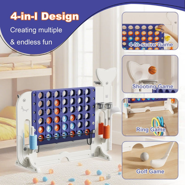 English Elm 4-to-score Giant Backyard Game Set with 4 Activities Height Adjustable Family Fun White+Purple W2700P357855