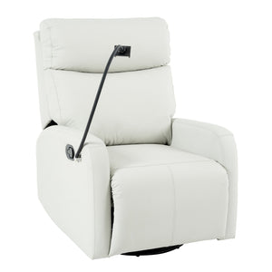 English Elm Rocking Recliner Chair 360° Swivel Glider with 95–160° Recline, Rocking & Phone Holder, Light Gray W1028P185203