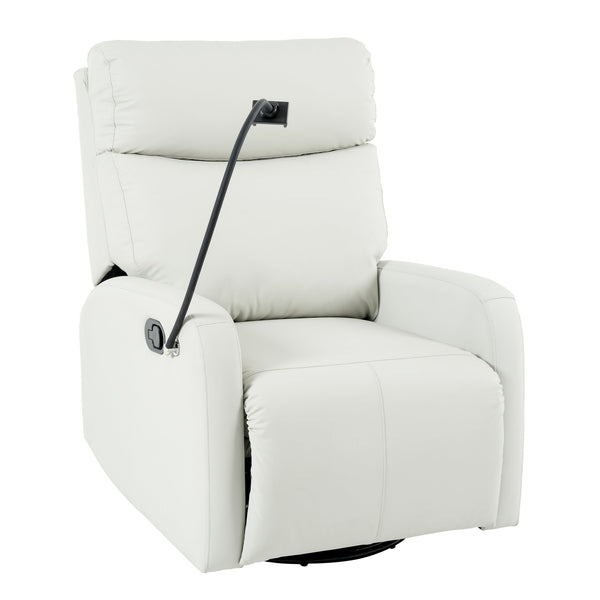 English Elm Rocking Recliner Chair 360° Swivel Glider with 95–160° Recline, Rocking & Phone Holder, Light Gray W1028P185203
