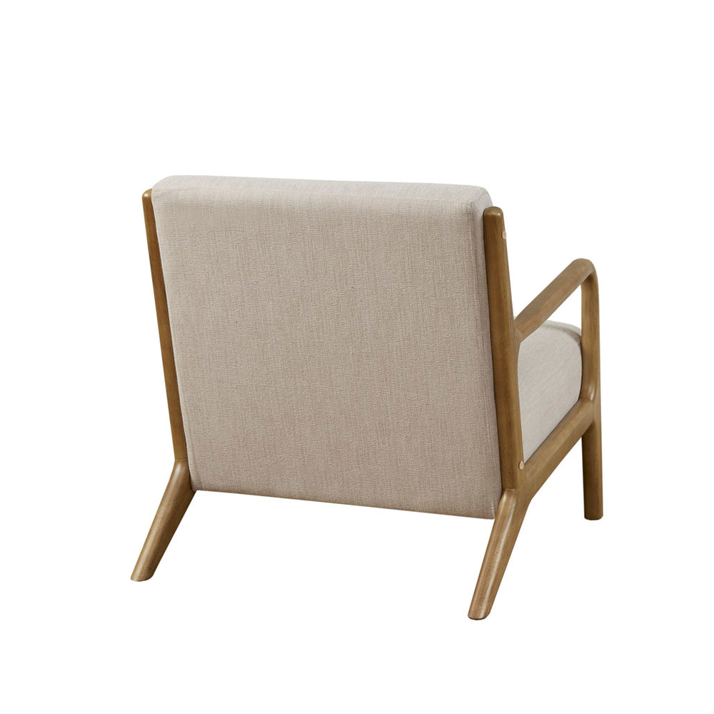 JLA Home INK+IVY - Mid-Century Novak Accent Armchair with Solid Wood Frame, Water-Repellent Upholstery & Curved Arms for Comfort Cream II110-0522