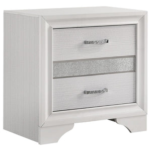 English Elm Annie Glam Twin Bedroom Set with Crystal Pulls Glitter Panels and Ivory Upholstered Bed B062S01760