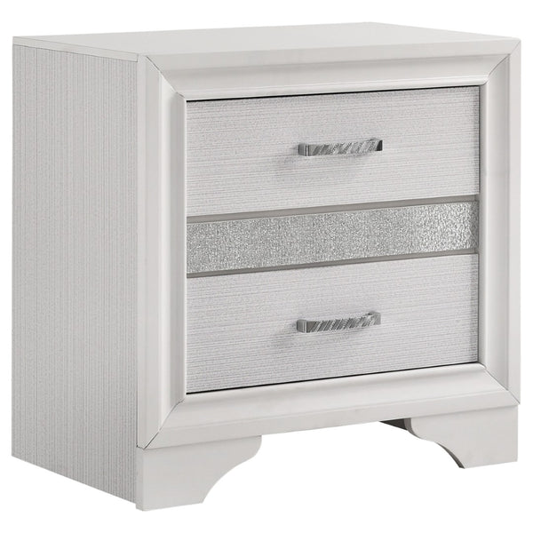 English Elm Annie Glam Twin Bedroom Set with Crystal Pulls Glitter Panels and Ivory Upholstered Bed B062S01760