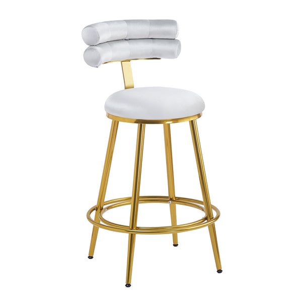 English Elm Christopher Knight Home® - 27.65'' 27.65" Modern Counter Stools Set of 2 with Luxurious Velvet Upholstery, Ergonomic Curved Back, Iron Frame & Footrest Light Gray N780P194940W