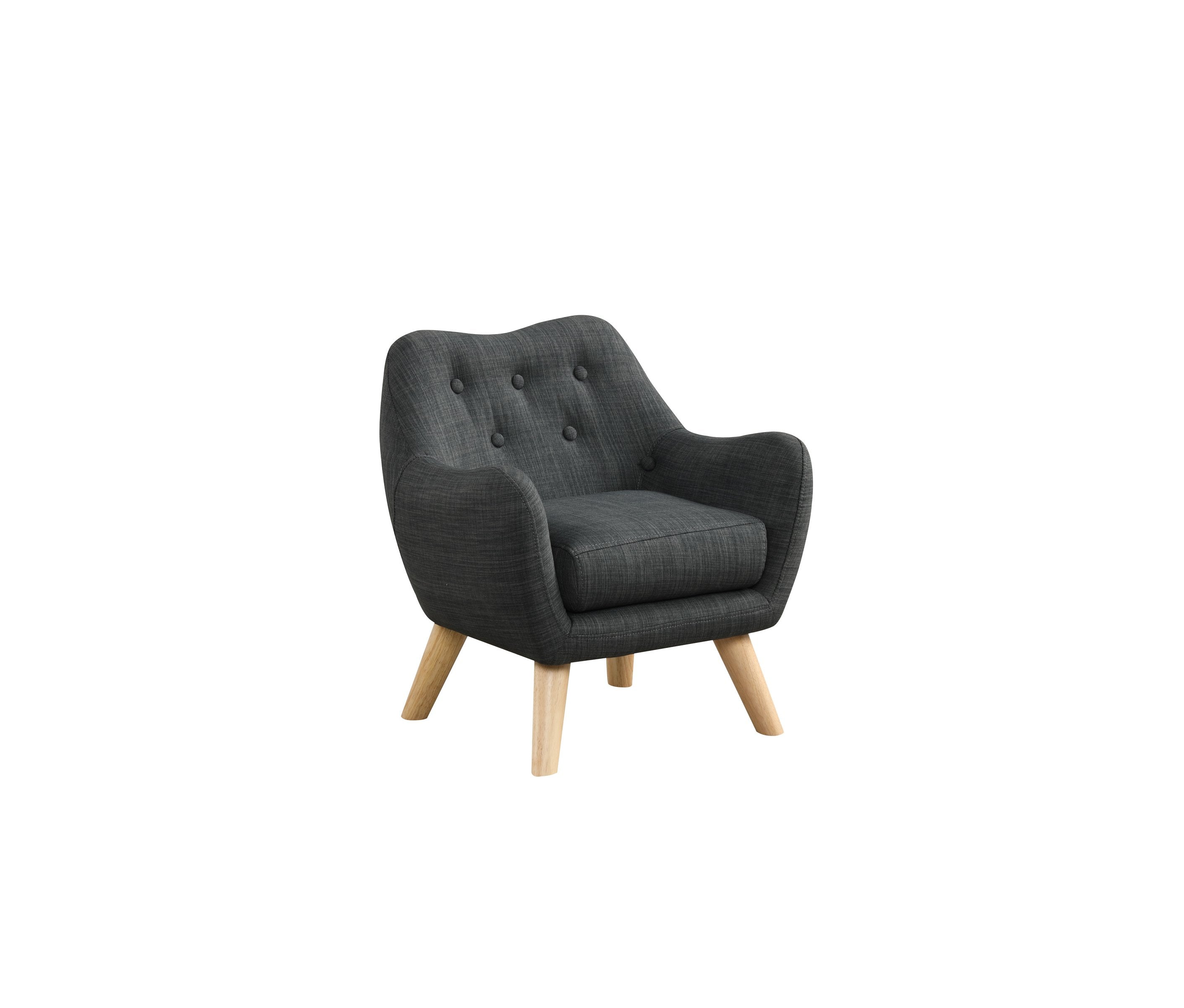 Fenix Kids Linen Chair With Button-Tufted Back And Solid Wood Legs — C