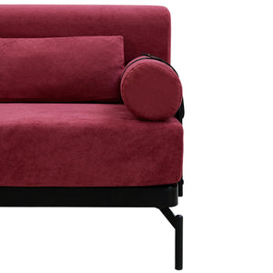 English Elm Modern Loveseat Sofa with Cylindrical Armrests, Built-In USB Ports, Chenille Cushions, Steel Frame Red N719P290584J