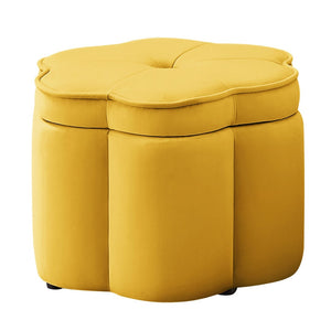 English Elm Set of 2 Flower Petal Velvet Storage Ottomans Sculptural Nesting Seating for Living Room Yellow W2186P440356