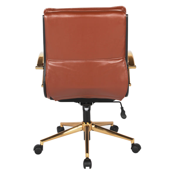 OSP Home Furnishings Mid-Back Faux Leather Chair Saddle