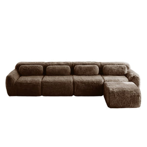 English Elm L-shaped Modular Plush Sectional Sofa with Cloud Foam Cushions for Cozy Living Spaces Chocolate W714S01545