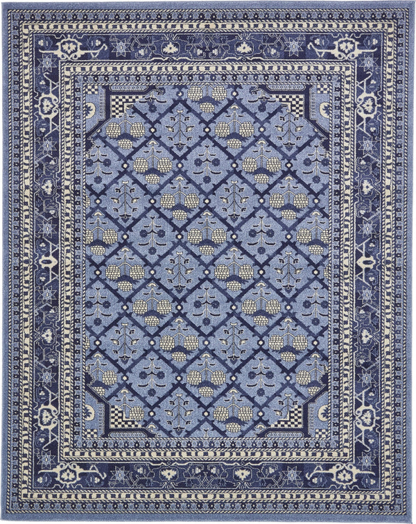 Unique Loom La Jolla Trellis Machine Made Geometric Rug Blue, Blue/Ivory/Navy Blue/Light Blue 7' 10" x 10' 0"