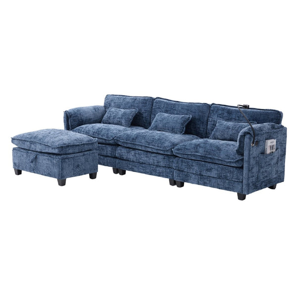 English Elm United Oversized 112" Modular Sectional Sofa - Modern Chenille Cloud Couch With Storage Ottoman & Usb Ports W1568S00190-GIGA