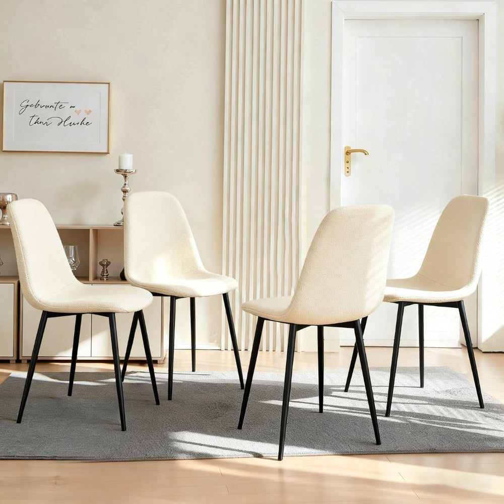 English Elm Modern Knit Upholstered Armless Side Chairs with Iron Legs for Dining Rooms W2699P358878