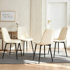 English Elm Modern Knit Upholstered Armless Side Chairs with Iron Legs for Dining Rooms W2699P358878