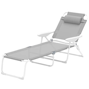 English Elm Outdoor Folding Chaise Lounge with Mesh Fabric Steel Frame and Adjustable Backrest T3971P445638